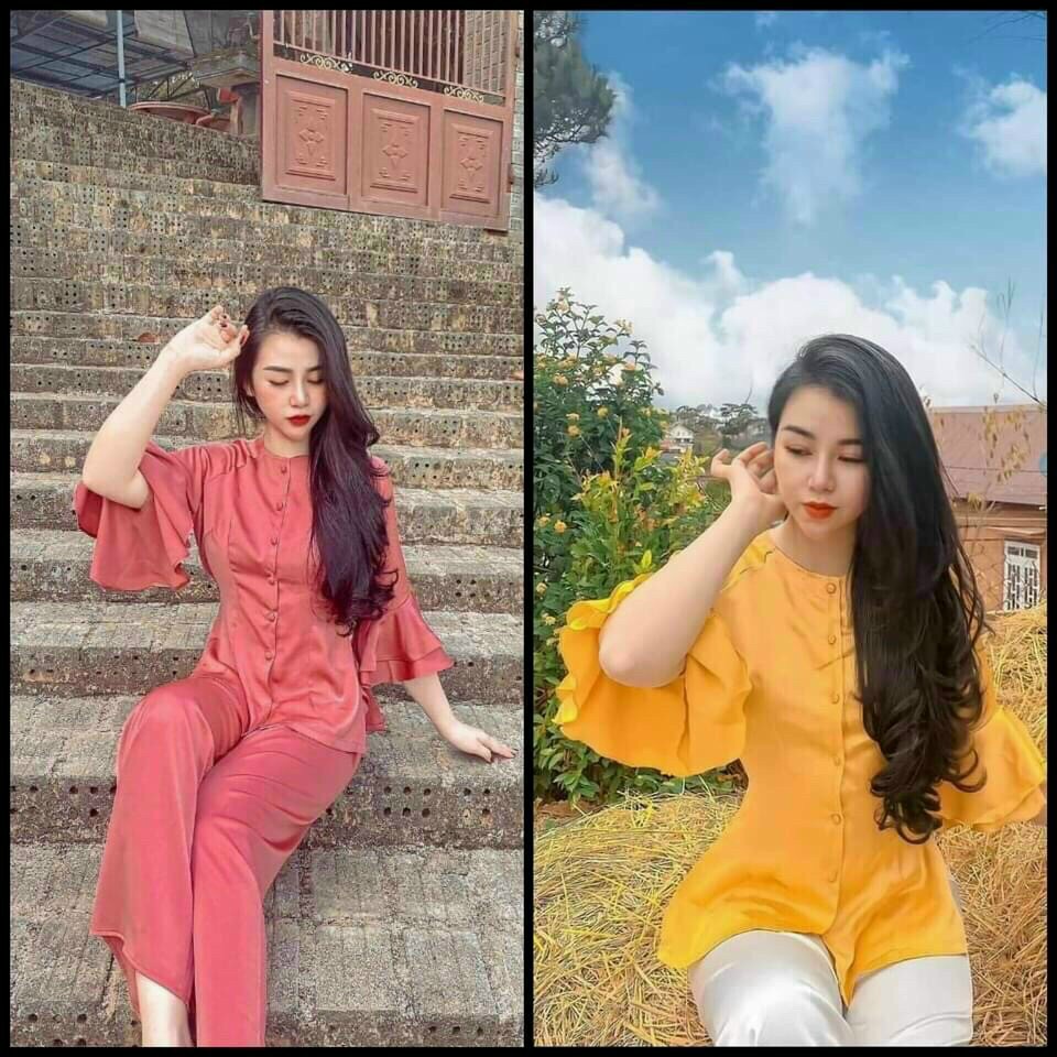 Bà ba cách tân tay bèo (màu vàng)